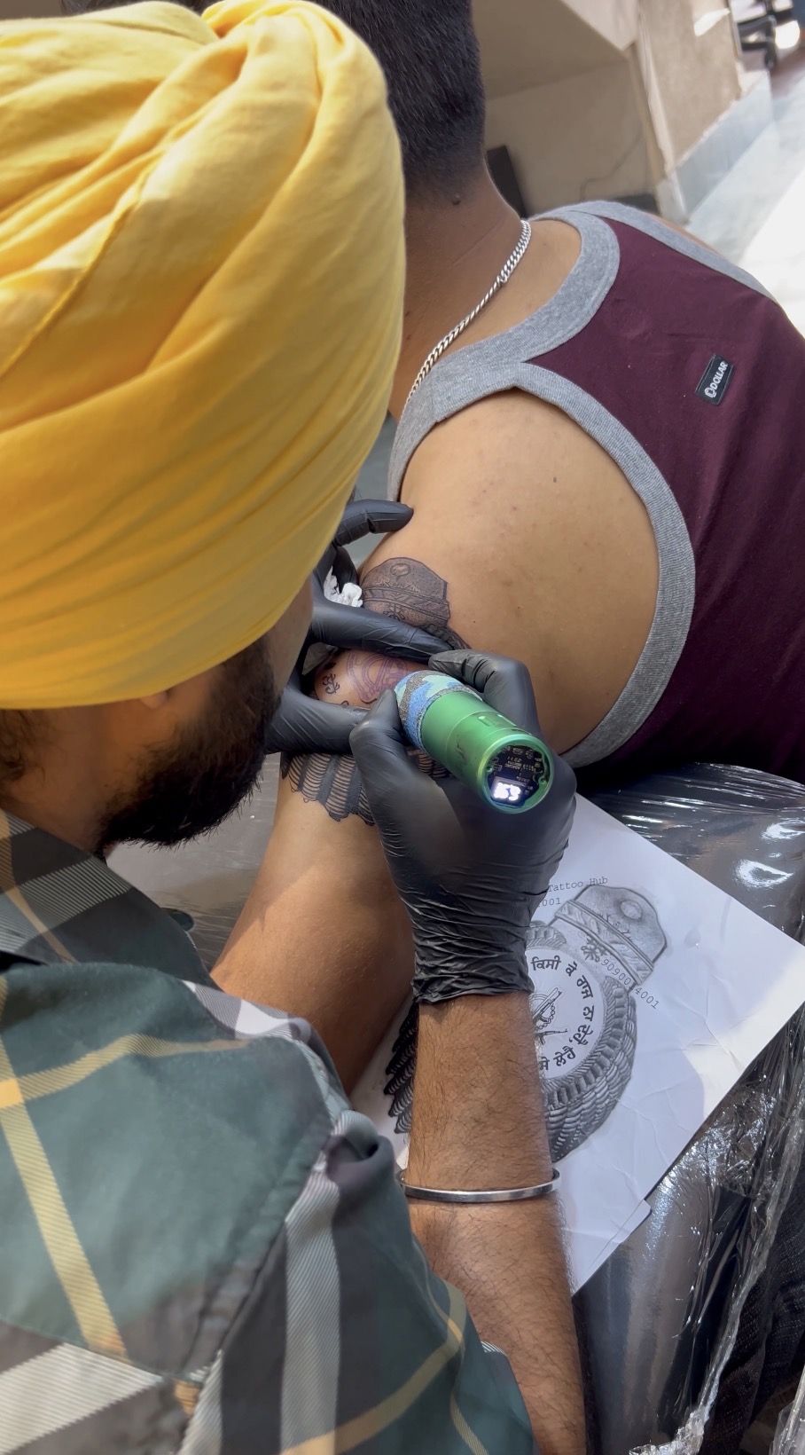 Tattoo session at The Mark studio, Bathinda
